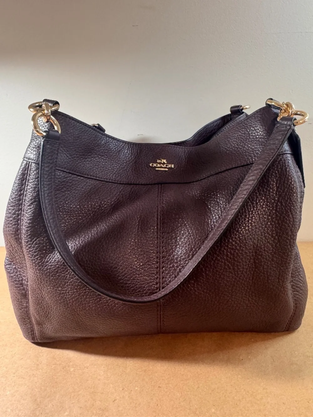 Coach Lexy Pebbled Leather Shoulder Bag Brown F57545